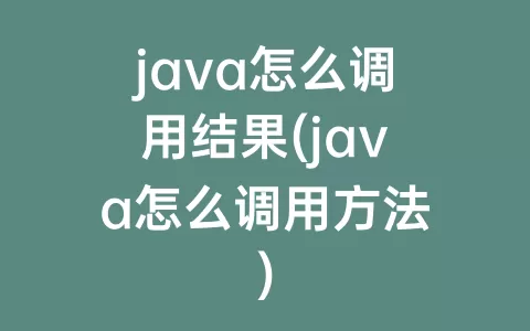 java怎么调用结果(java怎么调用方法)