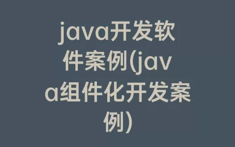 java开发软件案例(java组件化开发案例)