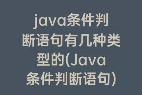 java条件判断语句有几种类型的(java条件判断语句)