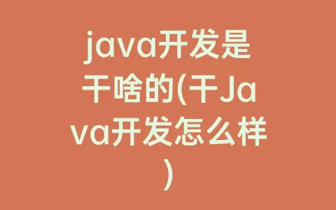java开发是干啥的(干java开发怎么样)