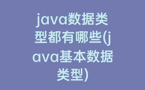 java数据类型都有哪些(java基本数据类型)