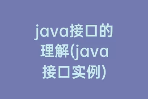 java接口的理解(java接口实例)