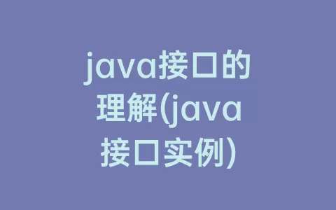 java接口的理解(java接口实例)