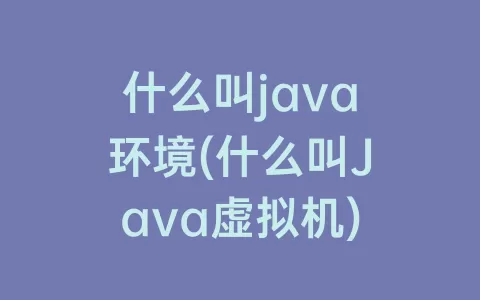 什么叫java环境(什么叫java虚拟机)