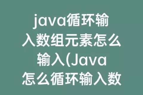 java循环输入数组元素怎么输入(java怎么循环输入数组)