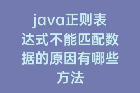 java正则表达式不能匹配数据的原因有哪些方法