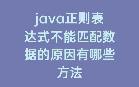 java正则表达式不能匹配数据的原因有哪些方法