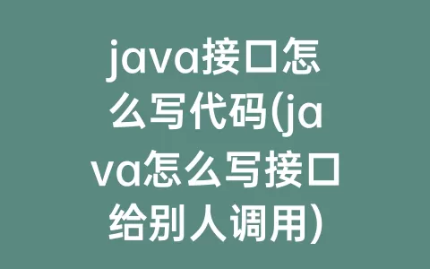 java接口怎么写代码(java怎么写接口给别人调用)
