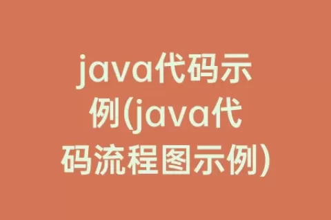 java代码示例(java代码流程图示例)