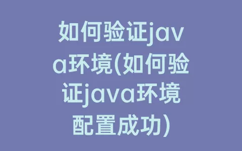 如何验证java环境(如何验证java环境配置成功)