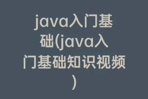 java入门基础(java入门基础知识视频)