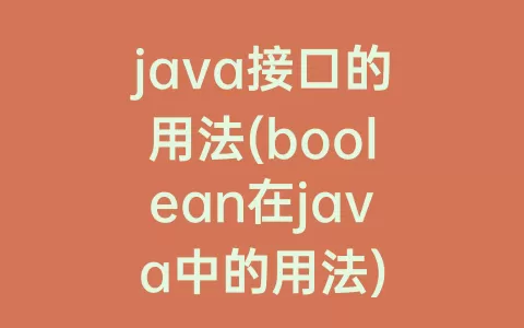 java接口的用法(boolean在java中的用法)
