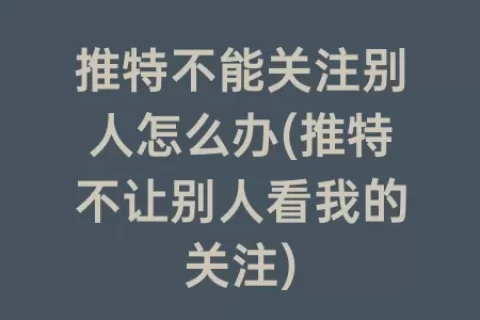 推特不能关注别人怎么办(推特不让别人看我的关注)
