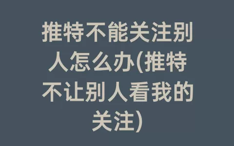 推特不能关注别人怎么办(推特不让别人看我的关注)