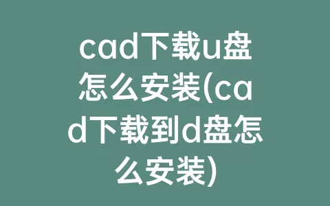 cad下载u盘怎么安装(cad下载到d盘怎么安装)