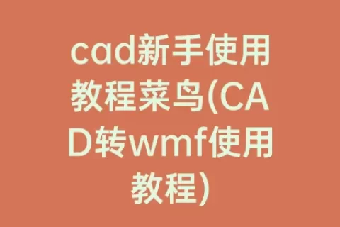 cad新手使用教程菜鸟(cad转wmf使用教程)