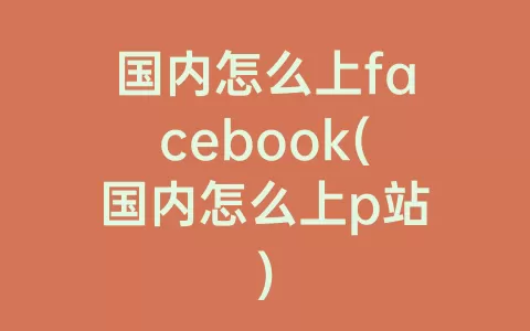 国内怎么上facebook(国内怎么上p站)