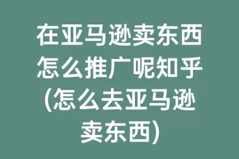 在亚马逊卖东西怎么推广呢知乎(怎么去亚马逊卖东西)