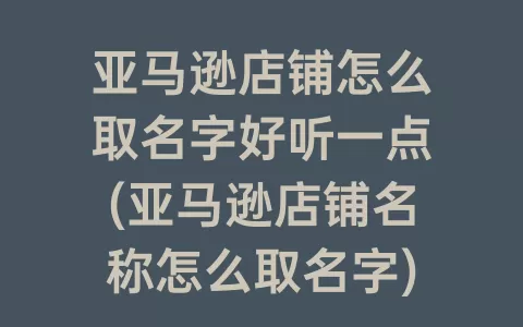 亚马逊店铺怎么取名字好听一点(亚马逊店铺名称怎么取名字)