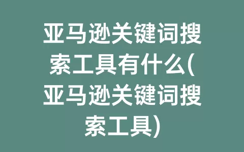 亚马逊关键词搜索工具有什么(亚马逊关键词搜索工具)