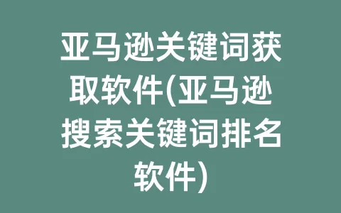 亚马逊关键词获取软件(亚马逊搜索关键词排名软件)