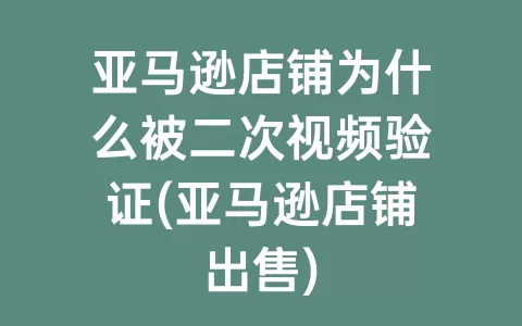 亚马逊店铺为什么被二次视频验证(亚马逊店铺出售)