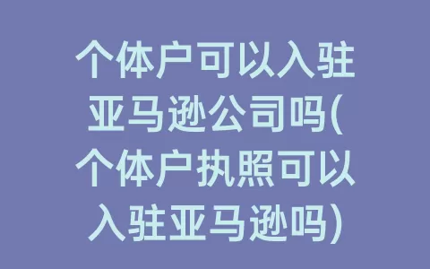 个体户可以入驻亚马逊公司吗(个体户执照可以入驻亚马逊吗)