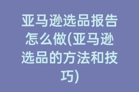 亚马逊选品报告怎么做(亚马逊选品的方法和技巧)