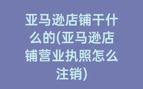 亚马逊店铺干什么的(亚马逊店铺营业执照怎么注销)