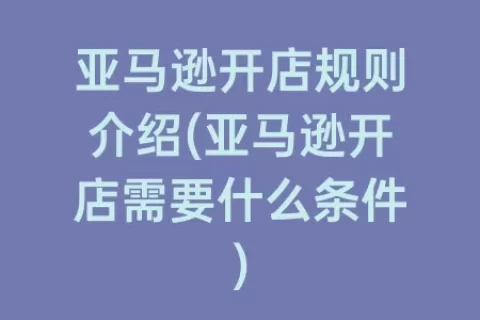 亚马逊开店规则介绍(亚马逊开店需要什么条件)