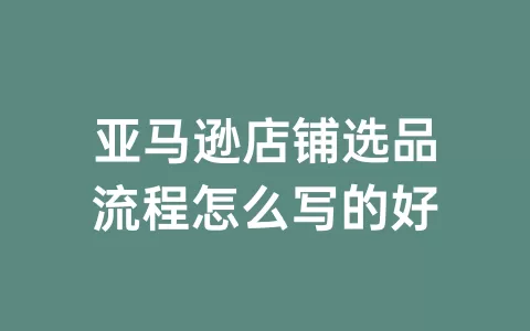 亚马逊店铺选品流程怎么写的好