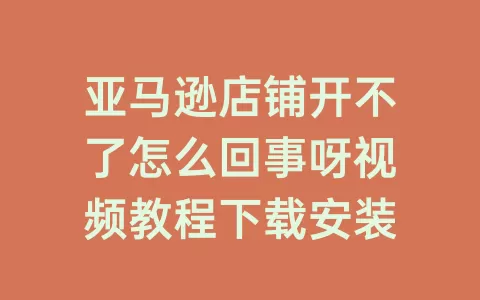 亚马逊店铺开不了怎么回事呀视频教程下载安装