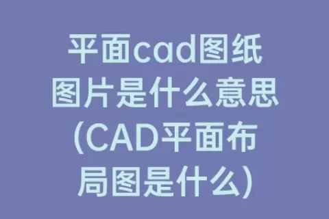 平面cad图纸图片是什么意思(cad平面布局图是什么)