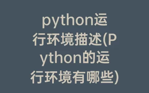 python运行环境描述(python的运行环境有哪些)