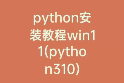 python安装教程win11(python310)