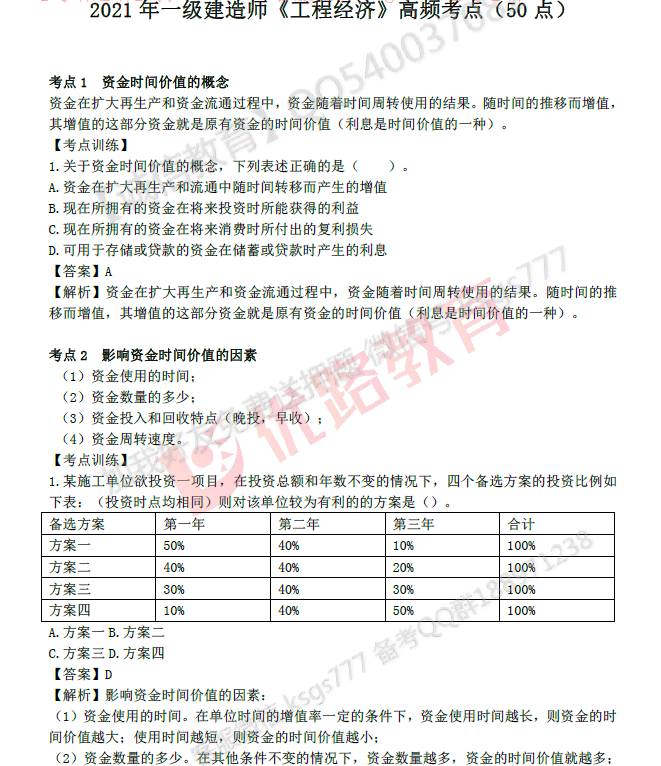 2023一级建造师《工程经济》考点考试题库百度网盘下载